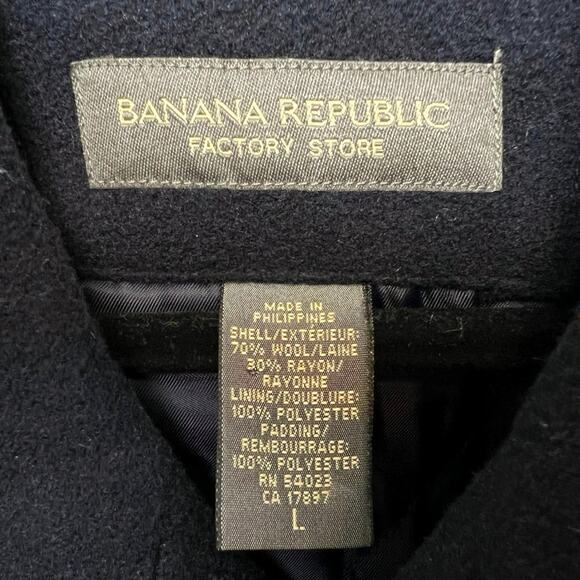 Banana Republic Factory Men's Wool Blend Navy Peacoat - Picture 2 of 7